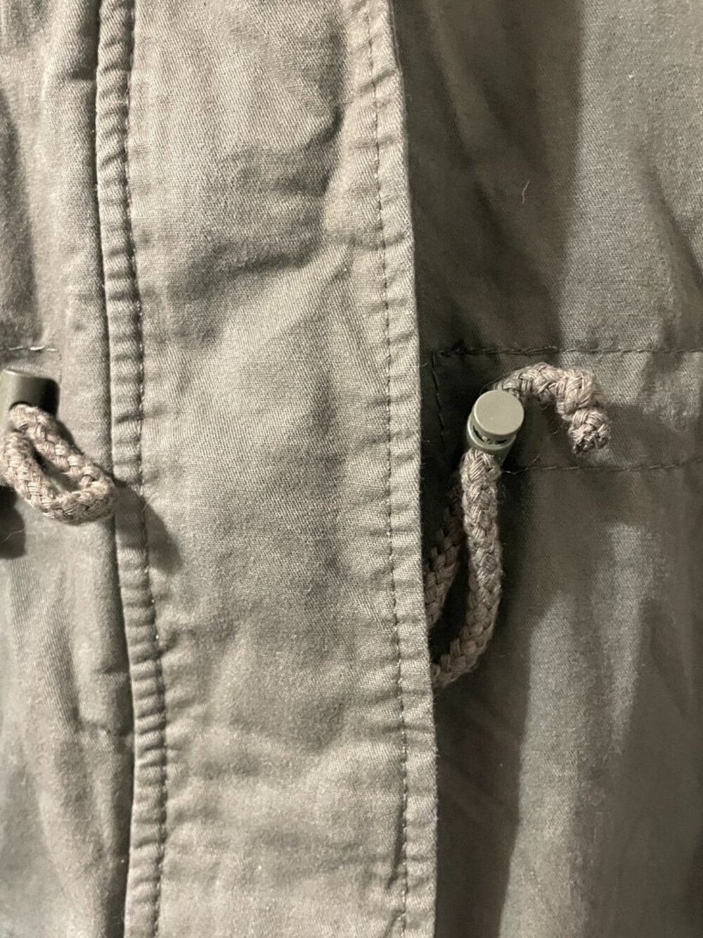 Ambiance Hooded Utility Jacket, Size Small Olive Green Drawstring Waist - Picture 3 of 10